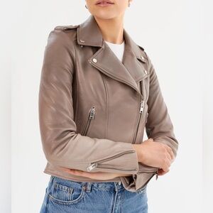 Mango Women's Beige Leather Jacket